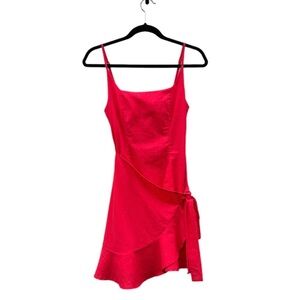 Princess Polly Love Lane Mini Dress Red Wrap Style Femme Ruffles NWT 0